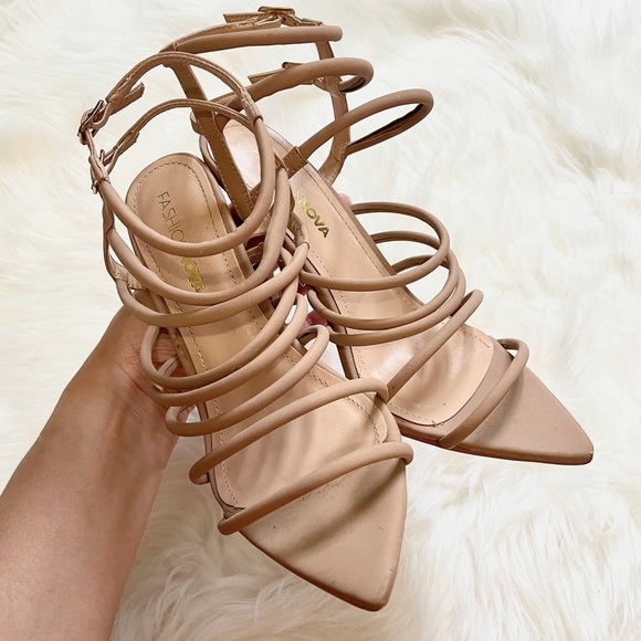 Fashion Nova Shoes - ✨ FashionNova Nude Not That Obvious Heeled Strappy Stilleto Pumps Size 6.5
